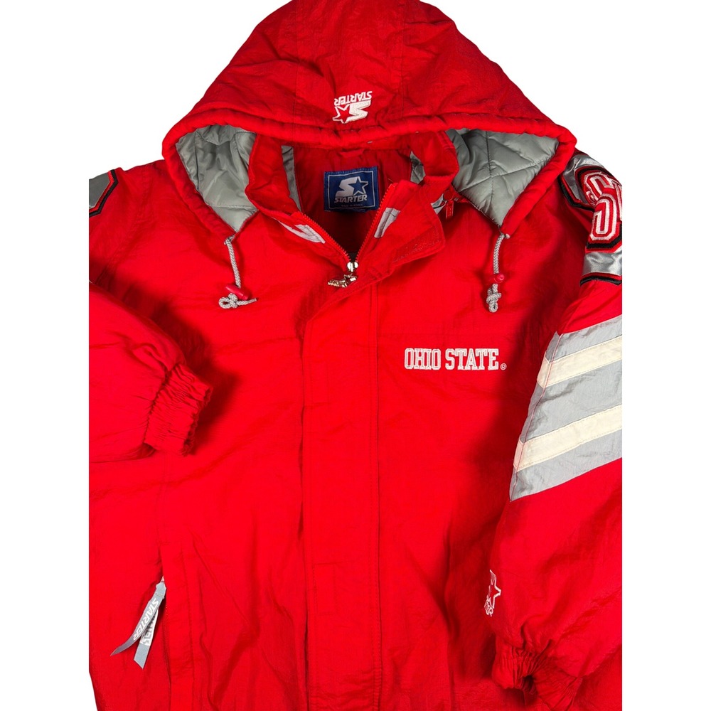 Vintage Starter Ohio State Buckeyes Puffer Jacket Mens XL Parka Coat 90s